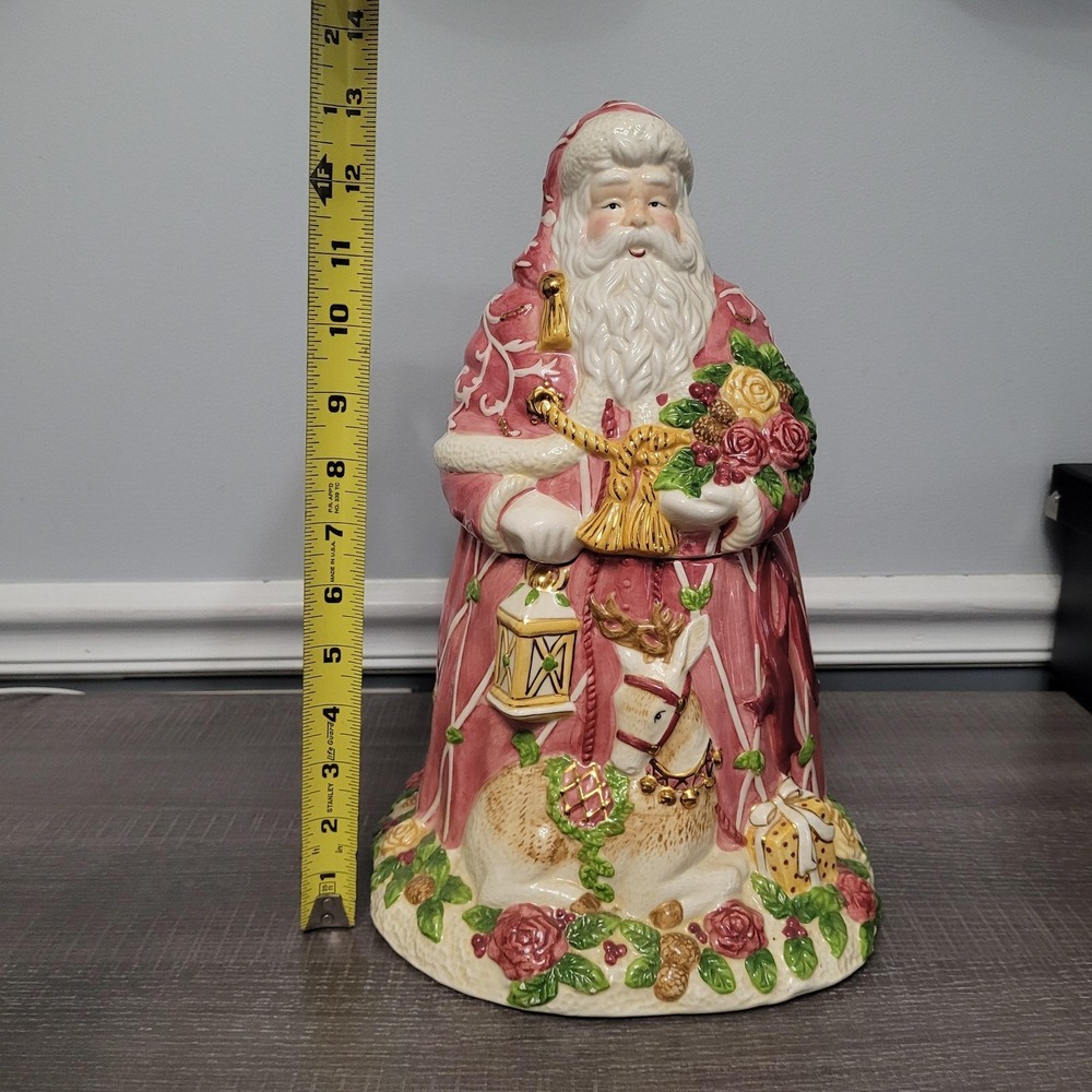 Royal Albert Old Country Roses Santa Cookie Jar Signed Seasons Of Colour Pink - Picture 11 of 11